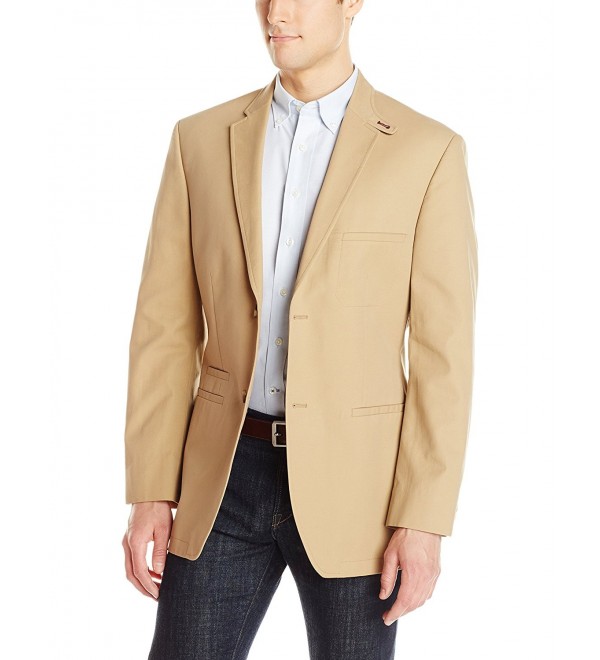 Men's Solid Cotton Two-Button Side Vent Tailored Fit Sport Coat - Tan ...