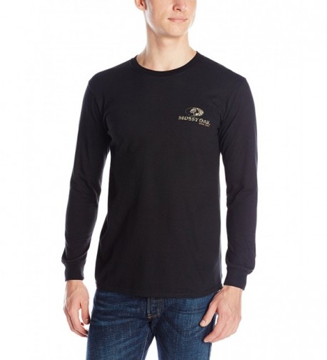 Men's Front and Rear Logo Black Long Sleeve Tee - Black - CD11NGCXVZR