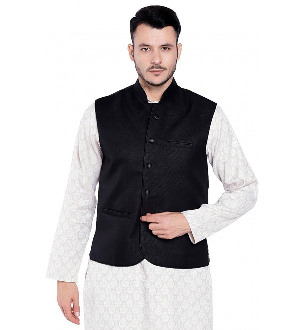 Men's Indian Mandarin Collar Nehru Button Down Vest With Three Pockets ...