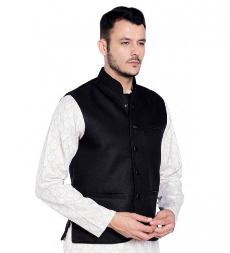 Men's Indian Mandarin Collar Nehru Button Down Vest With Three Pockets ...