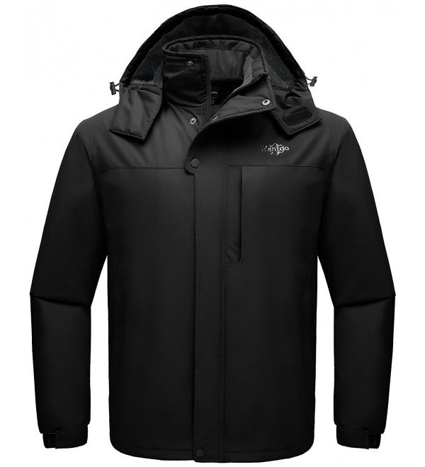 Men's Detachable Hood Waterproof Rain Jacket Windbreak Fleece Ski ...