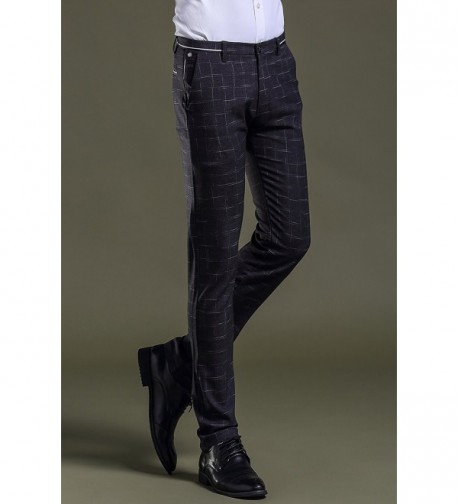 Men's Plaid & Plain Slim Fit Tapered Suit Separate Pant - Black ...