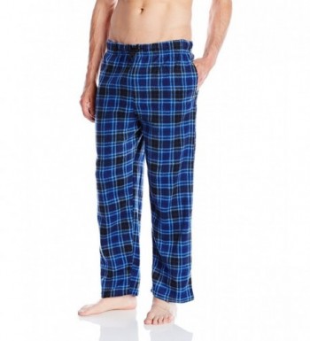 Men's Plaid Microfleece Pants- Navy - C712GLM0ACT