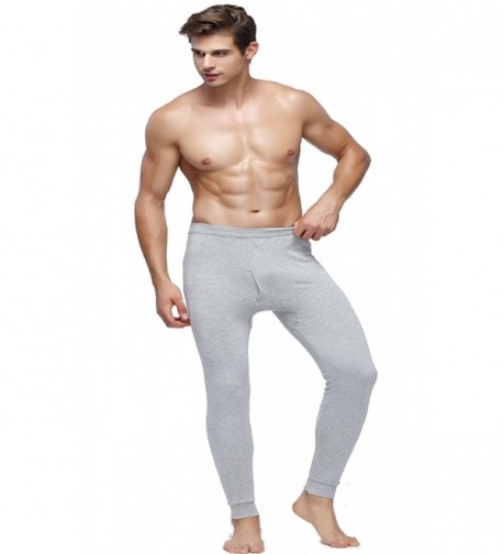 Men's Mid Weight Essential Thermal Pants Cotton Long Johns Bottoms Warm ...
