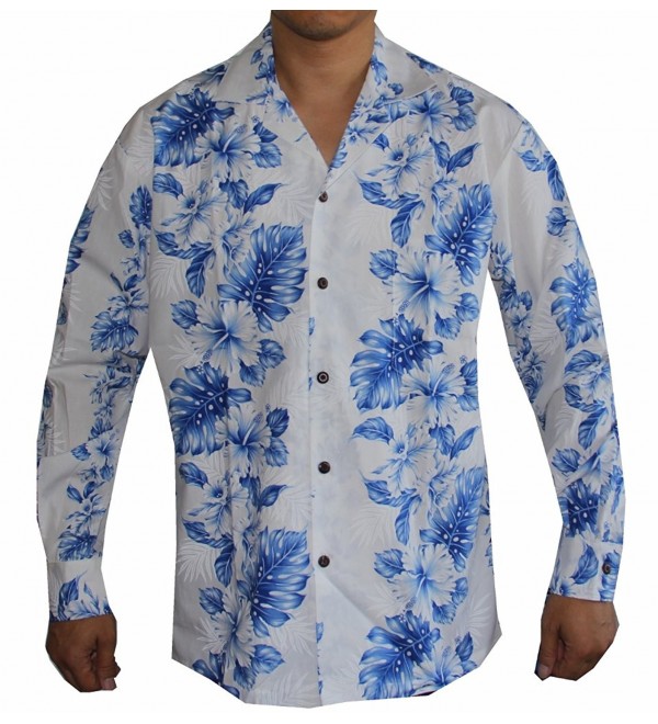 Made in Hawaii ! Men's Long Sleeve Hibiscus Panel Luau Cruise Hawaiian ...