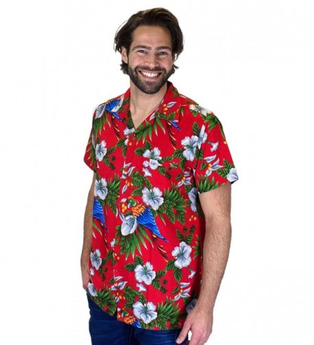 Funky Hawaiian Shirt Men Shortsleeve Frontpocket Hawaiian-Print Parrot ...