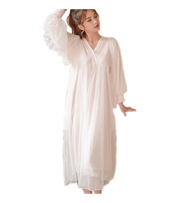 Victorian Nightgown Princess Sleepwear Nightdress - Light Pink ...