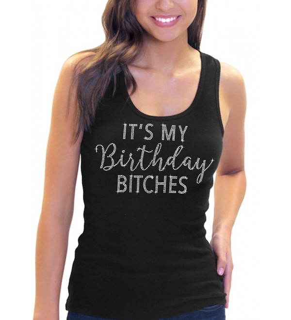 Birthday BITCHES Womens Rhinestone Tank