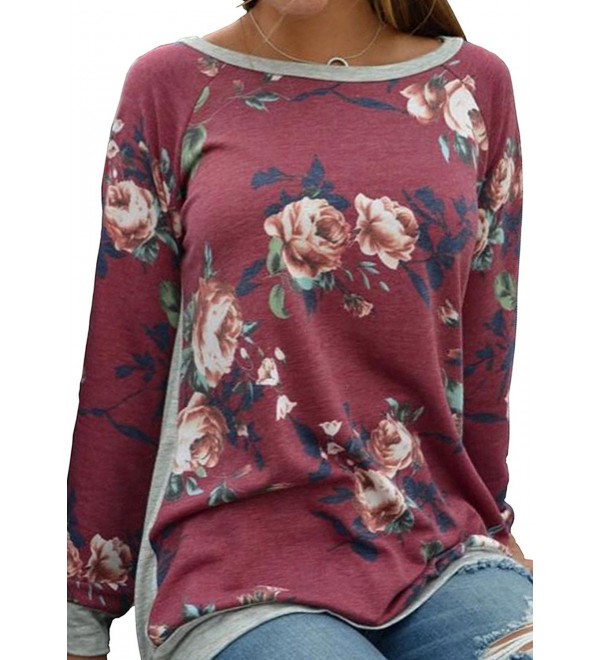 New Floral Casual Sleeve Burgundy