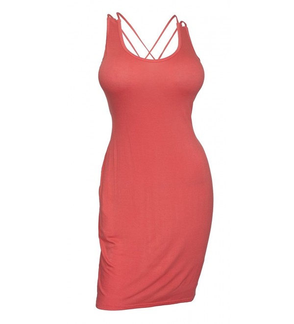 eVogues Crisscross Sleeveless Dress Coral