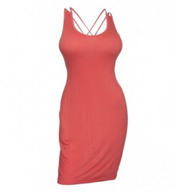 eVogues Crisscross Sleeveless Dress Coral