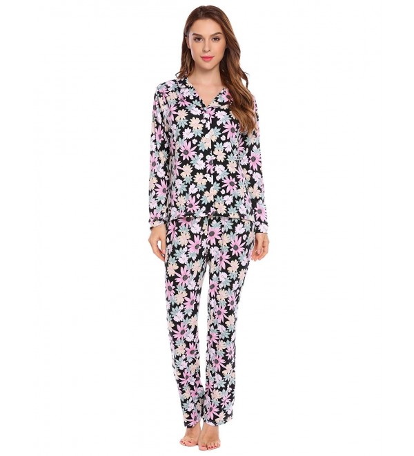 Langle Ladies Pajamas Collar Buttons