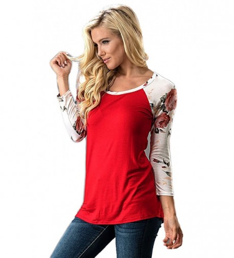 Shopglamla Contrast Floral Raglan Sleeve