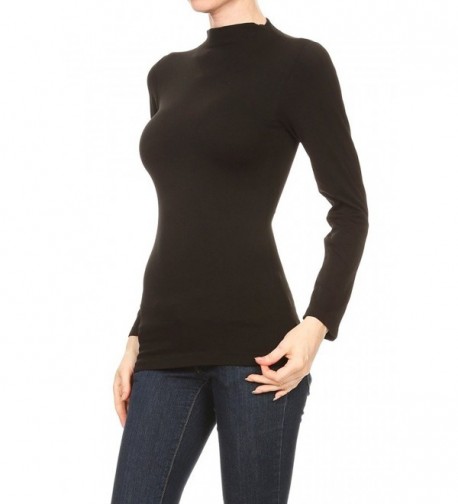 GLJ Womens Solid Sleeve Mock Neck