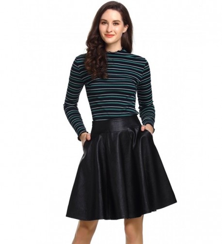Beluring Leather Skirts Pleated Skater