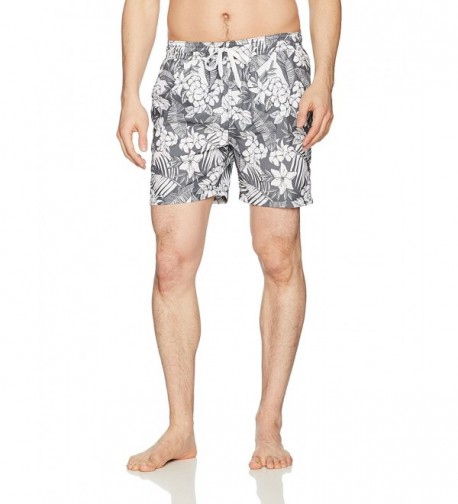 Men's Jake Floral Quick Dry Beach Volley Swim Trunk - Charcoal ...