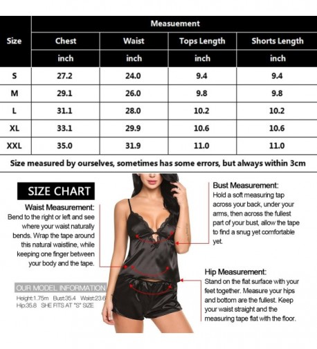 Women Sexy Satin Lingerie Set Cami Shorts Sleepwear Pajama - Black ...