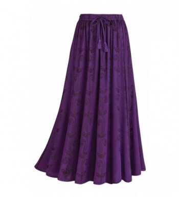 Womens Embroidered Broom Long Skirt