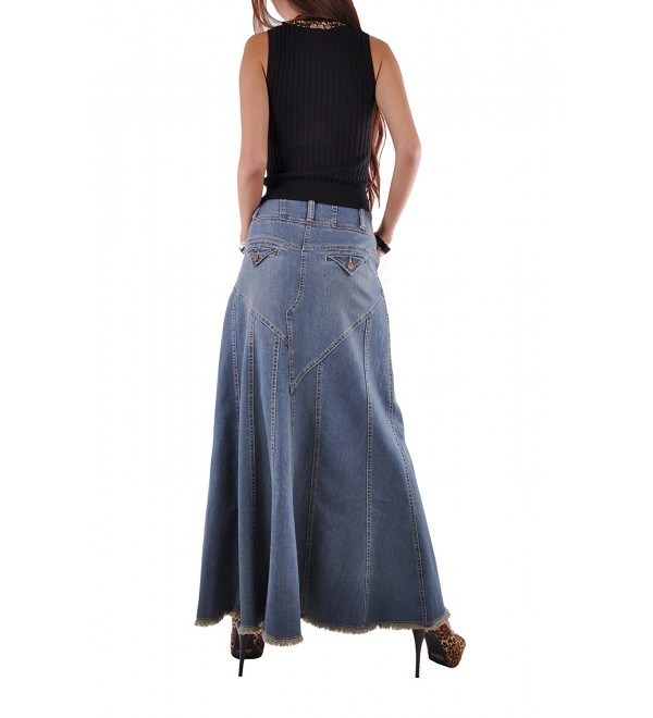 Fantastic Flared Long Jean Skirt - CQ11LP85E9P