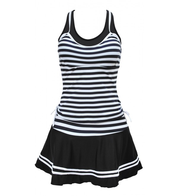 Lemu Womens Tankini Striped Vintage