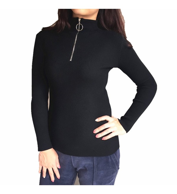 YC FASHION Stretchy Quarter Sweater