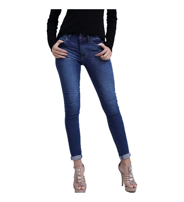 Women Slimming Skinny Jeans Tight Demin Pencil Pants - Blue - CB17YCY87E4